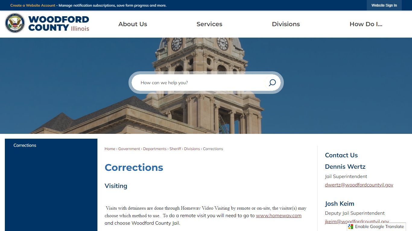 Corrections | Woodford County, IL
