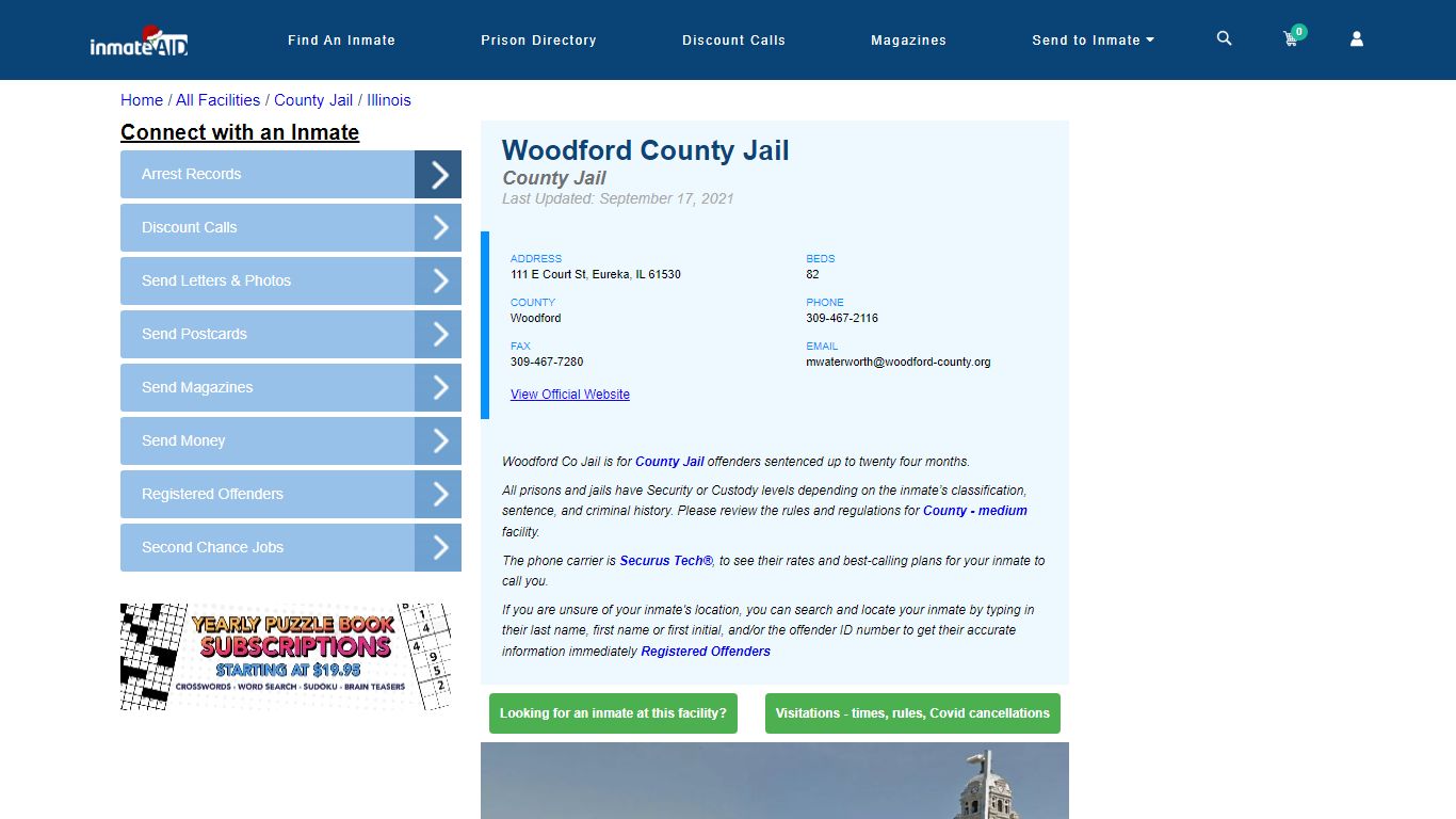 Woodford County Jail - Inmate Locator - Eureka, IL