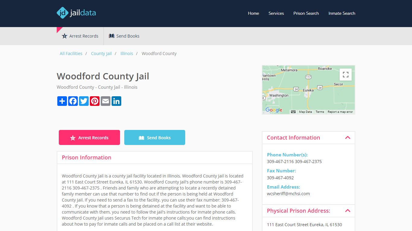 Woodford County Jail Inmate Search and Prisoner Info - Eureka, IL